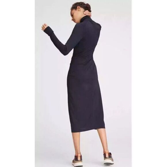 Rag & Bone Draped Shaw Turtleneck Midi Dress Long Sleeve in Black NWT Size Large - Picture 2 of 8